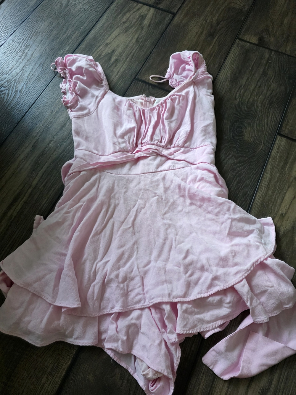 Altar'd State Light Pink Tiered Ruffle Romper